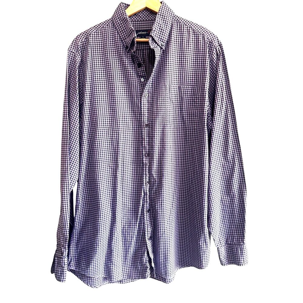 Johnnie-O Large Purple Plaid 100% Egyptian Cotton Button Down Shirt